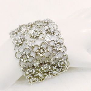 RARE Brighton Flower crystal coil cuff bracelet